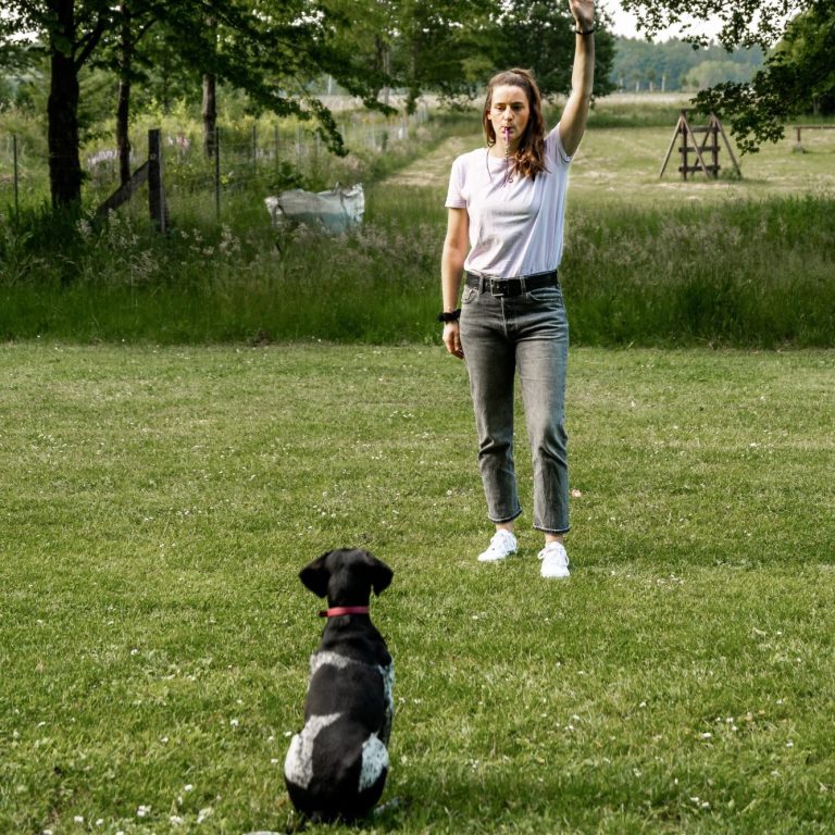 Marina Gabe im Training mit ihrem Hund